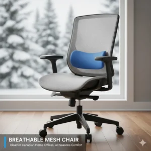 A high-quality mesh ergonomic chair for sciatica, ideal for temperature-controlled Canadian indoor environments.