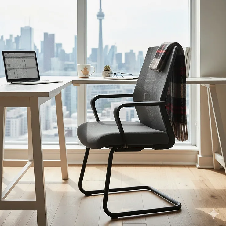 Best-rated budget ergonomic chair under $300 in a modern Canadian home office setting with ergonomic lumbar support.