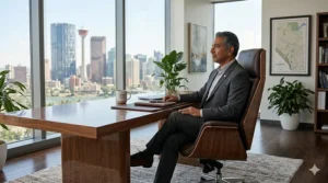 Compact task chair designed for small Canadian urban apartments and dens.