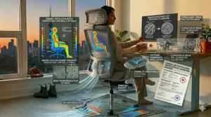 Illustration of durability testing for high-quality breathable fabric office chairs available in Canada.