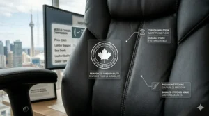 Easy 15-minute assembly icon for black leather executive chairs under 500 dollars.