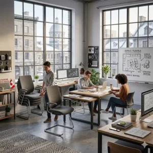 Compact space-saving office seating solution ideal for small Montreal startup studios and creative hubs.