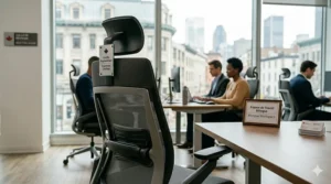 Illustration of office chairs with a "Certifié Ergonomique / Ergonomic Certified" tag for the Canadian market.