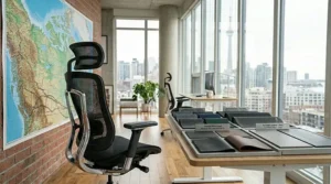 A palette of high-quality fabric and mesh swatches available for designer office chairs under $1000 in the Canadian market.