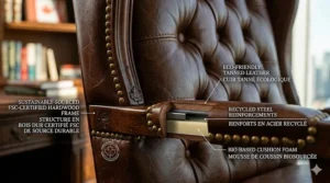 Sustainably sourced traditional executive chairs meeting Canadian environmental standards for office furniture.