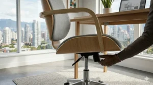 Scandinavian office chair with adjustable height and tilt, optimized for ergonomic posture support in Canadian corporate environments.