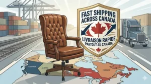 Ergonomic vintage style office chair with lumbar support and tufted upholstery for comfortable remote work in Canada.