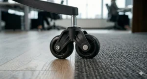 Illustration of a reinforced 5-star steel base for office chairs for heavy person, ensuring stability and safety in Canadian workspaces.