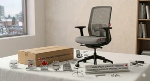 Close-up technical illustration of the backrest mechanism and adjustable lumbar support found on ergonomic value office chairs.