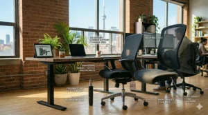 Adjustable height office chair with wheels, high-quality budget option for under 150 CAD in Canada.