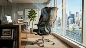 Sleek designer desk seating for a Montreal executive workspace, illustrating premium luxury office chairs over 1000 CAD (fauteuil de bureau de luxe).