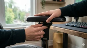 Detailed view of 4D armrests on the best gaming chairs for Canadian gamers.