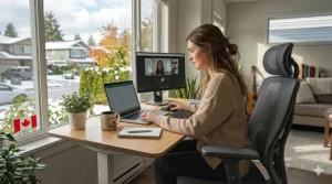 Breathable mesh office chair for a comfortable home office workspace.