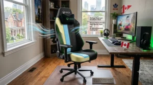 Breathable mesh fabric on an Xbox gaming chair for comfort.
