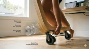 Illustration demonstrating core muscle engagement while sitting in a kneeling chair.