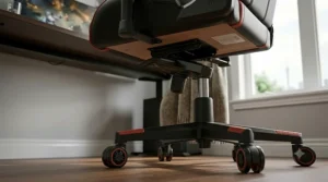 Heavy-duty steel base and smooth-rolling casters on a budget gaming chair.