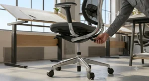 Close-up of breathable mesh and heavy-duty base materials used in top-rated drafting chairs.