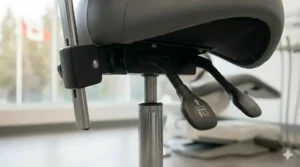 Close-up of high-density, antimicrobial upholstery on a dental stool.