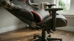 Adjustable headrest providing neck comfort on a budget gaming chair.