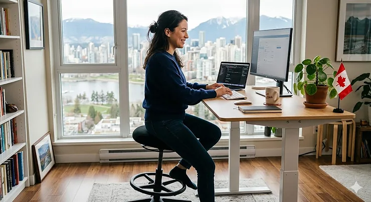 Ergonomic standing desk chair for active home office support. standing desk chairs