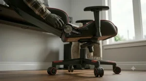 Side view showing the 135-degree reclining angle of a budget gaming chair.