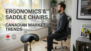 Saddle chair promoting healthy spinal alignment and posture.