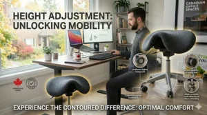 Rolling saddle chair with smooth casters for office mobility.