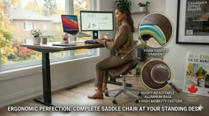 Best saddle chair used with a modern standing desk setup.