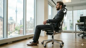 Maintaining healthy posture in an ergonomic office chair for tall people.