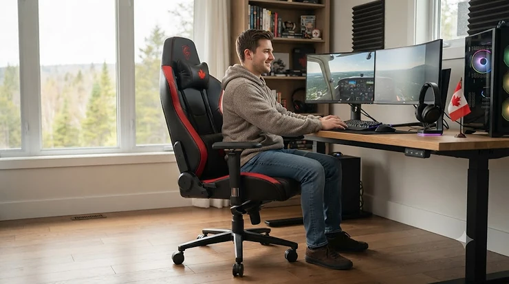 Ergonomic racing style gaming chair for pro-level PC setups.