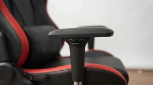 Ergonomic 4D adjustable armrests on racing style gaming chair.