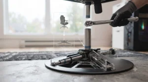 Step-by-step assembly guide for a pedestal gaming chair.