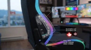Multiple LED lighting modes on an RGB gaming chair.