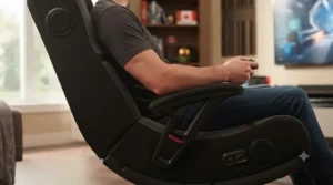 Ergonomic design of a rocker gaming chair.