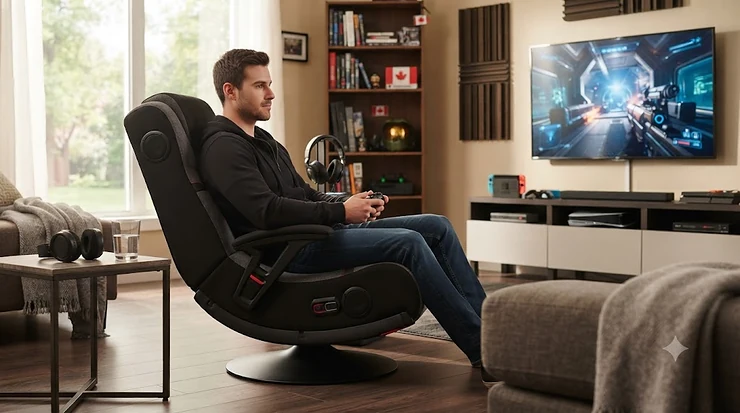 Modern rocker gaming chair for ultimate comfort.