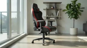 Sleek and vibrant racing style gaming chair design.
