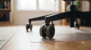 Smooth-rolling casters on a work gaming chair suitable for hardwood floors.