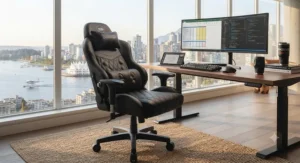 Sturdy heavy-duty massage gaming chair designed for long gaming sessions and remote work.