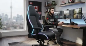 Modern LED gaming chair design blending aesthetics and comfort for serious streamers across Canada.