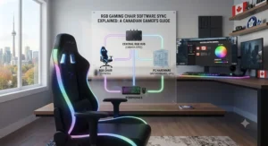 An illustration showing how RGB gaming chairs sync lighting with PC gaming hardware and software