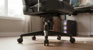 Sturdy heavy-duty base and frame of a reclining gaming chair for tall gamers built for maximum durability.