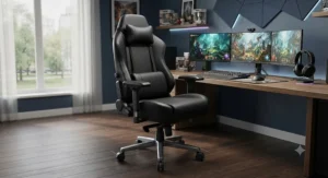 Heavy-duty big and tall leather gaming chair designed for maximum durability and support.