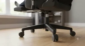 Durable nylon base and smooth-rolling casters on an affordable budget reclining gaming chair.