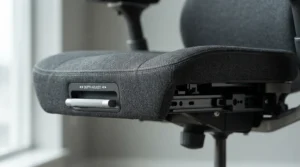 Diagram showing optimal seat depth for short legs on a small gaming chair for short adults.